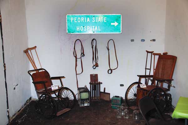 Here are some interesting artificts, dating clear back to that asylum's beginning until about the year it was closed down.  Notice some of the brutal looking restraints hanging on the wall.